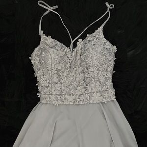 Embellished long floral dress